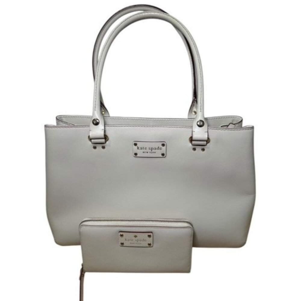 Kate Spade New York Wellesley Quinn Ivory Cream Tote Bag Purse & Wallet Set NWOT - Picture 2 of 16
